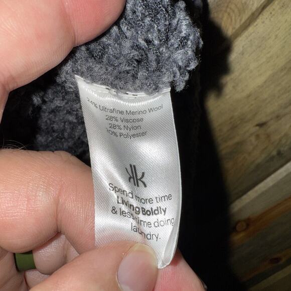 Krimson Klover Cascade Fuzzy Sweater Size M Black Gray Wool Blend Cowl neck - Picture 5 of 6